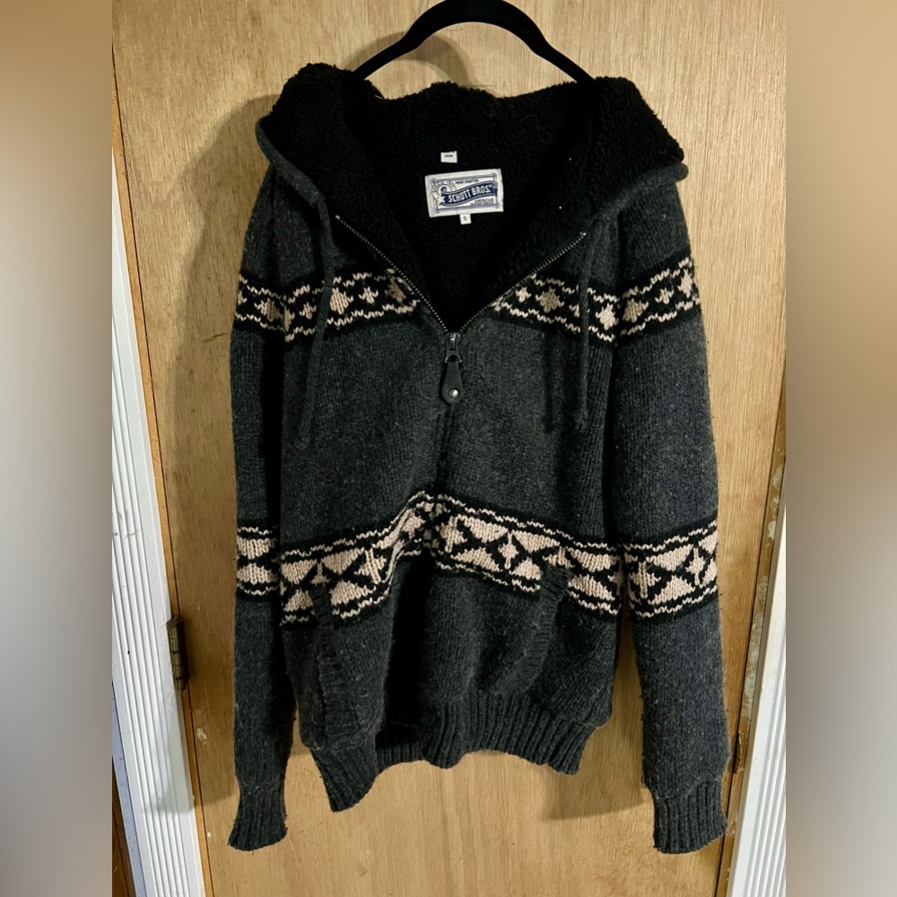 Schott Bros. Sherpa Lined Hooded Sweater - Size Small Regular